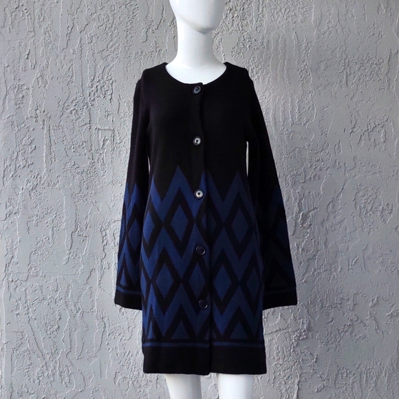 ANN TAYLOR Diamond Jacquard Cardigan Coatigan - Picture 5 of 17